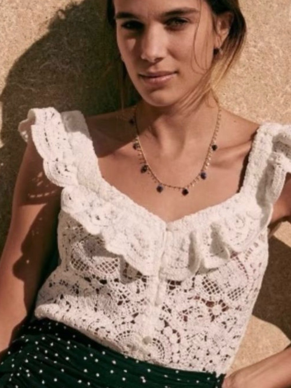Sézane Dita Crochet Blouse in White Size 36 (US4)